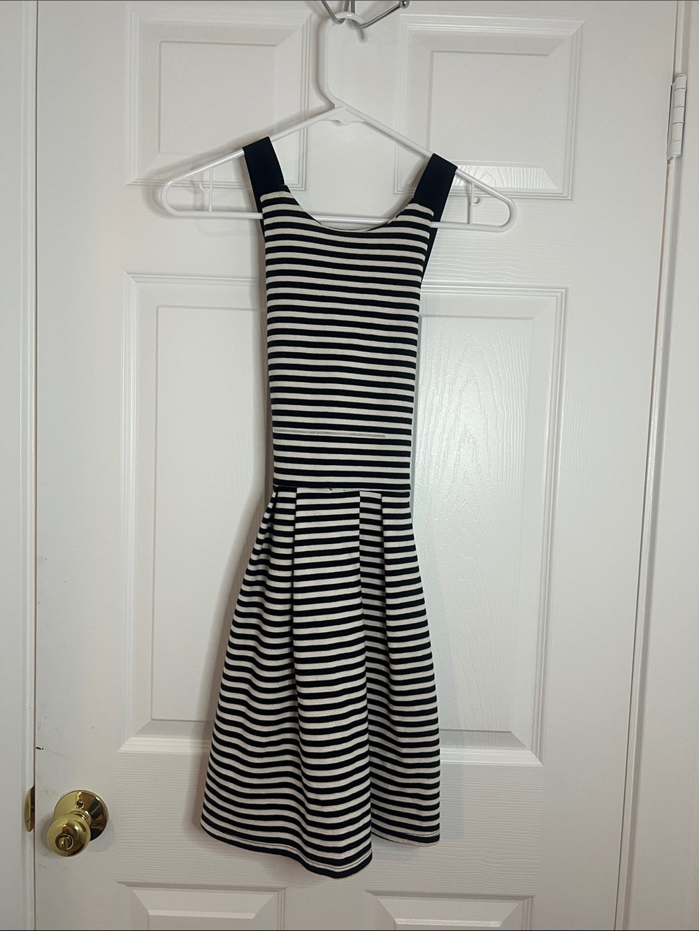 Authentic American Heritage Black & White Striped Fit-and-Flare Mini Dress